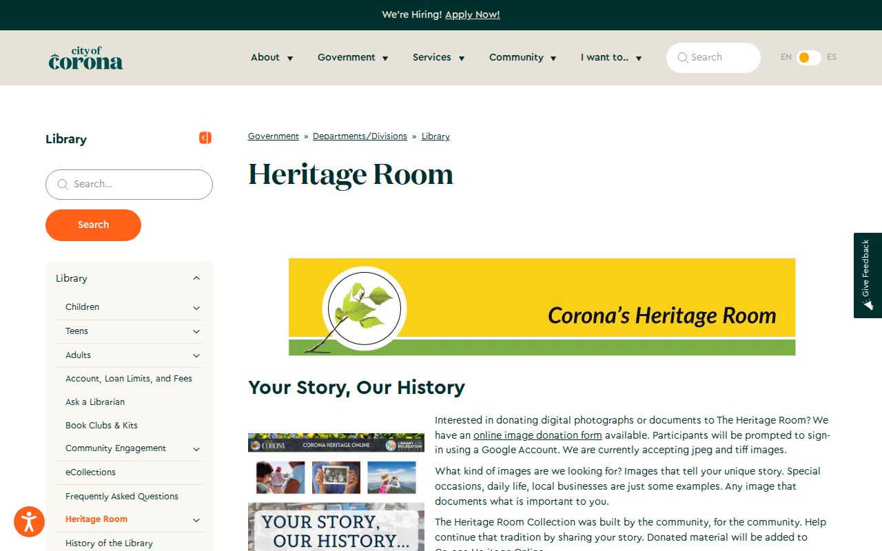 Corona residents directory research at the W.D. Addison Heritage Room