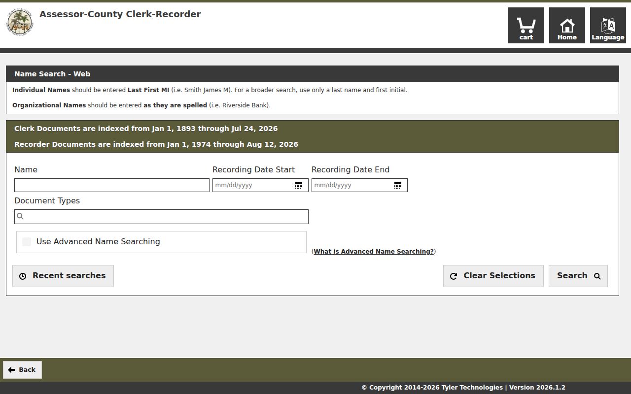 Corona residents directory view of the Riverside recorder document search