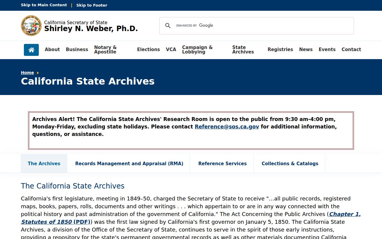 Corona previous residents research at the California State Archives