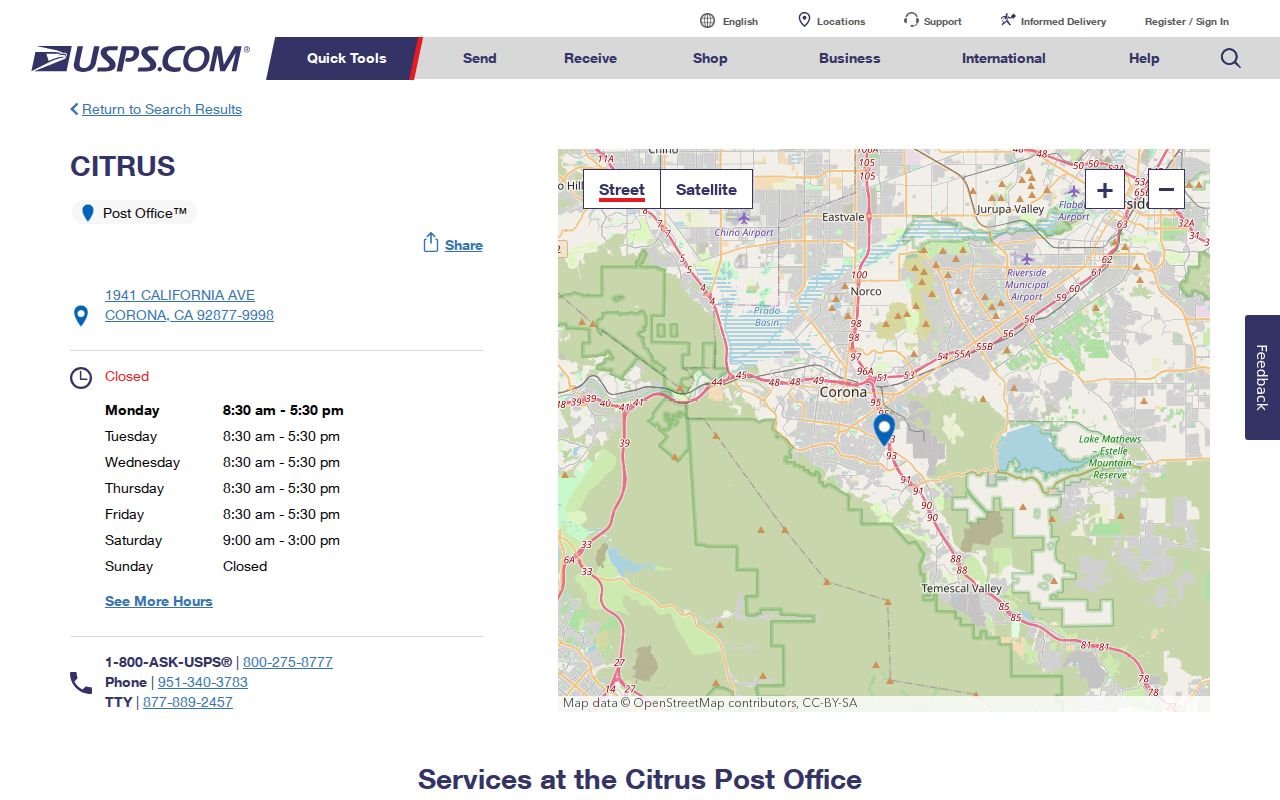 Corona ZIP code, Citrus Post Office